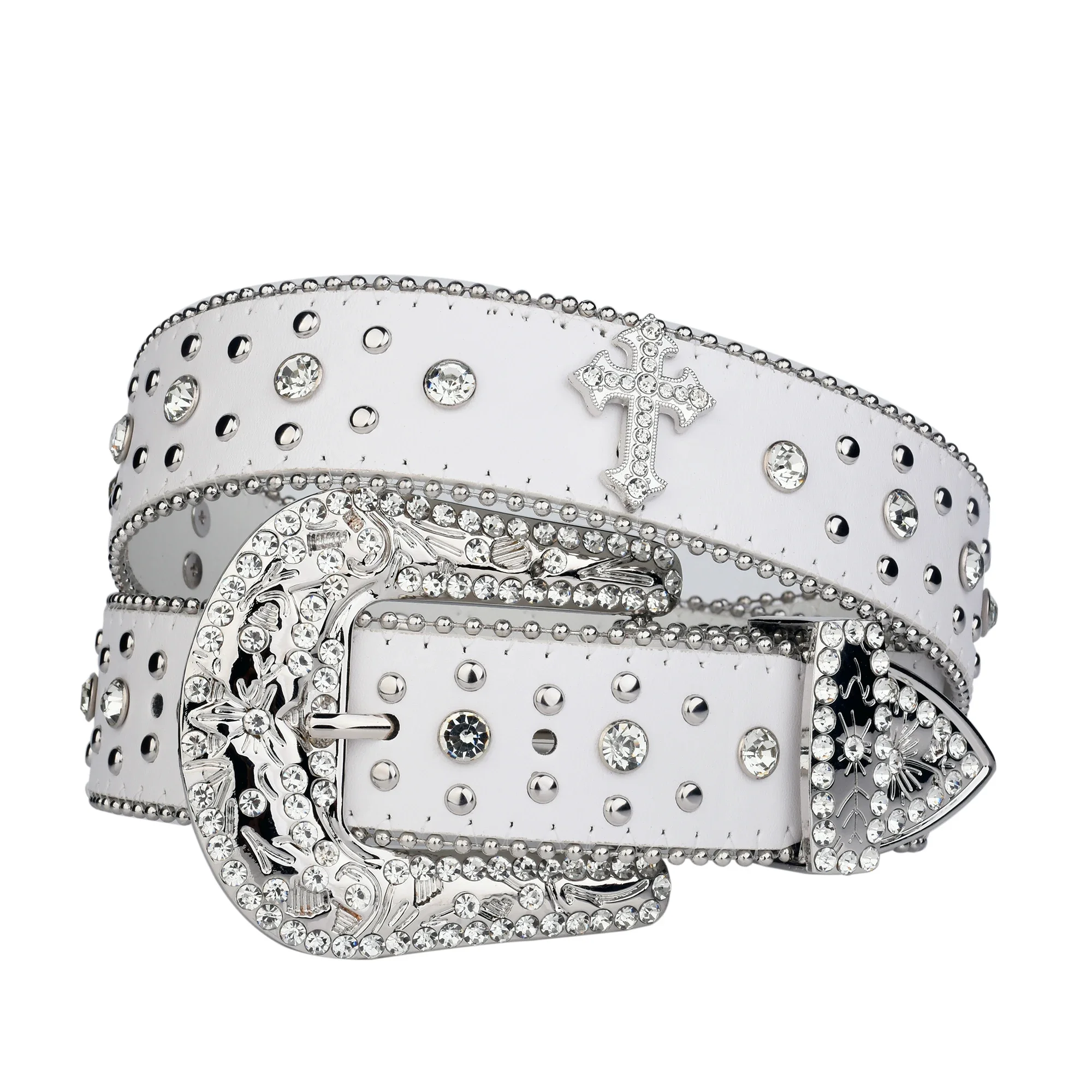 Cinturón blanco con diamantes de imitación Punk para mujer y hombre, moda vaquera occidental, joyería para mujer, diseño de moda, cinturón vaquero Y2K