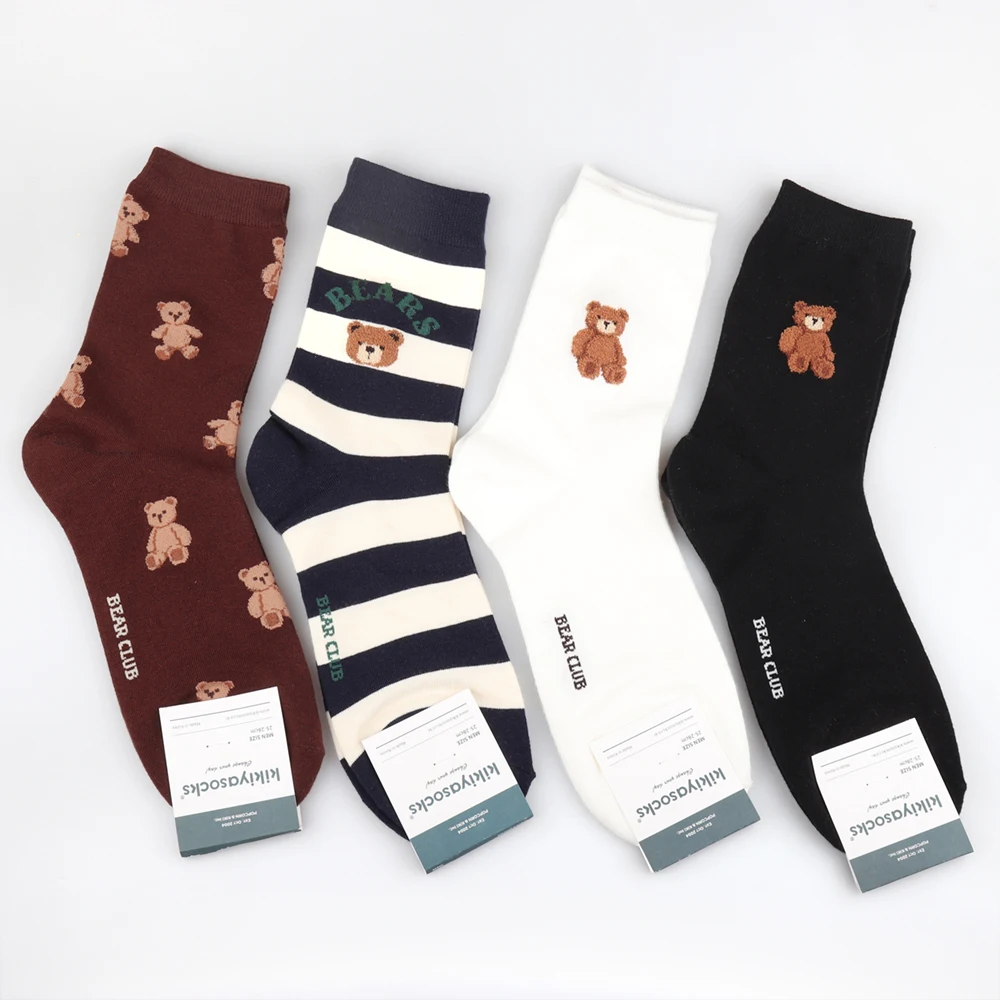 1 Paar Cartoon Gentleman Bär Herrensocken Bequeme Harajuku Skateboard Socken Neuheit Atmungsaktiv Weihnachtsgeschenk Direkt ab Werk