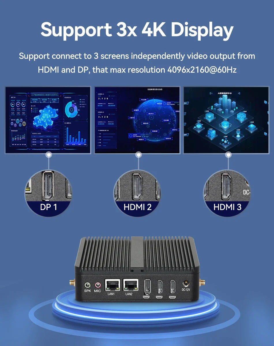 Procesador Intel N100 Mini ordenador Industrial sin ventilador 4x puertos LAN 2x COM RS485 RS232 Win11 Linux Pfsense Firewalls Router suave