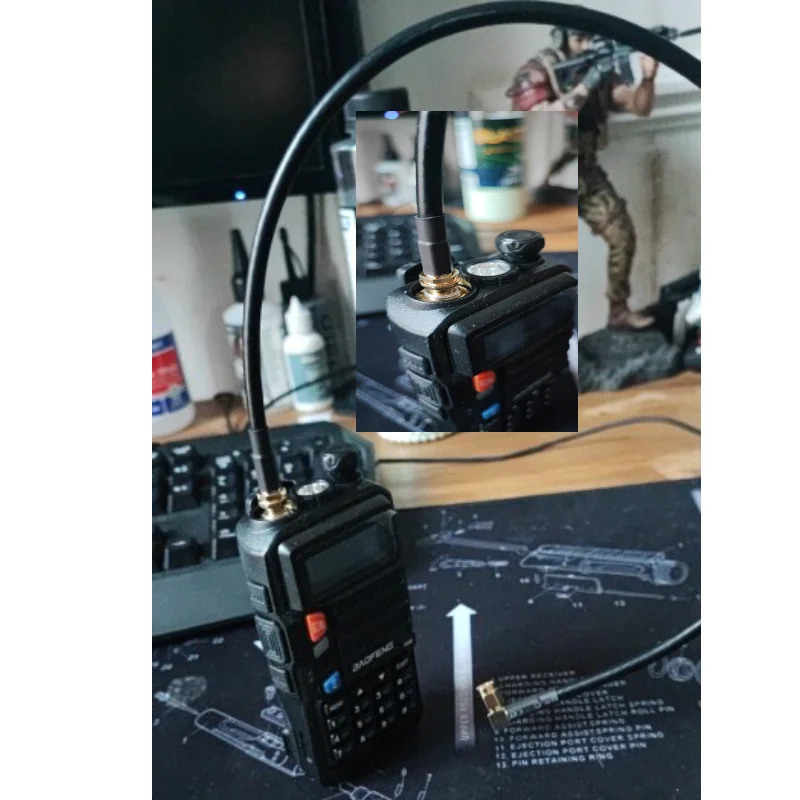 戦術アンテナsmaオスsma-メス同軸延長接続ケーブルコードUV-5R UV-82 UV-9Rプラストランシーバートランシーバーラジオ