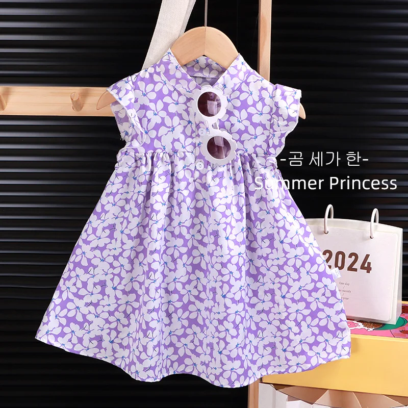 Bebê meninas vestidos de praia verão macio respirável crianças meninas roupas crianças férias a linha vestido 2025