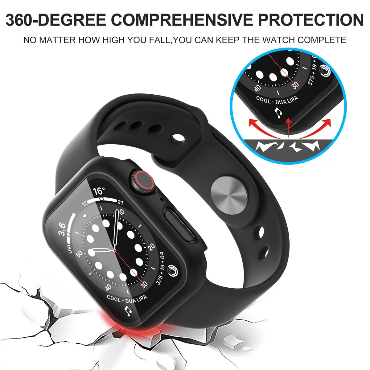 Gehärtetes Glas + Abdeckung für Apple Watch Gehäuse 46 mm 42 mm 45 mm 41 mm 44 mm 40 Displayschutzfolie Apple Watch Zubehör 11 10 9 6 SE 7 8