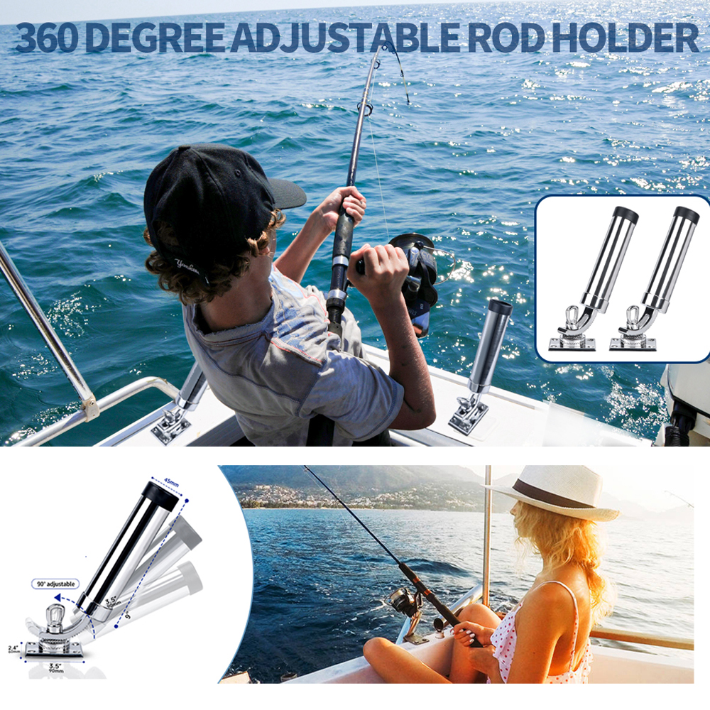 Support universel de canne à pêche en acier inoxydable 316, 360 degrés, support de pont, canne à Yacht, accessoires de bateau, Marine