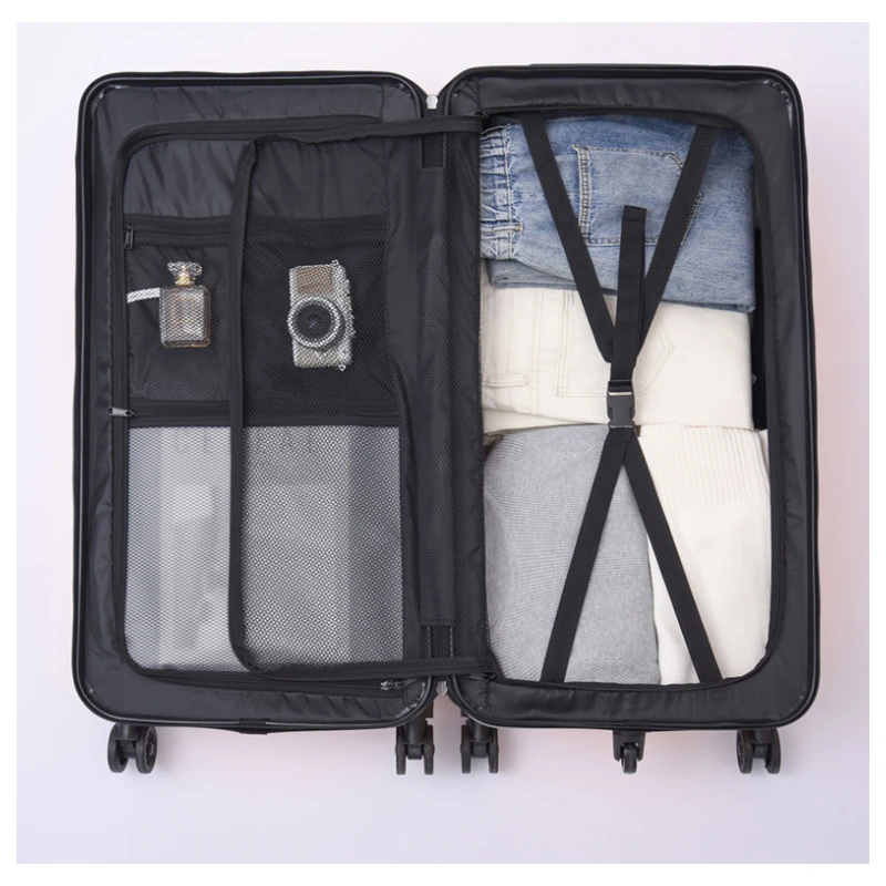 Transportadora de viagem retangular pc tamanho grande leve mala de mão com cinco rodas caso de bagagem saco de viagem primavera amortecido