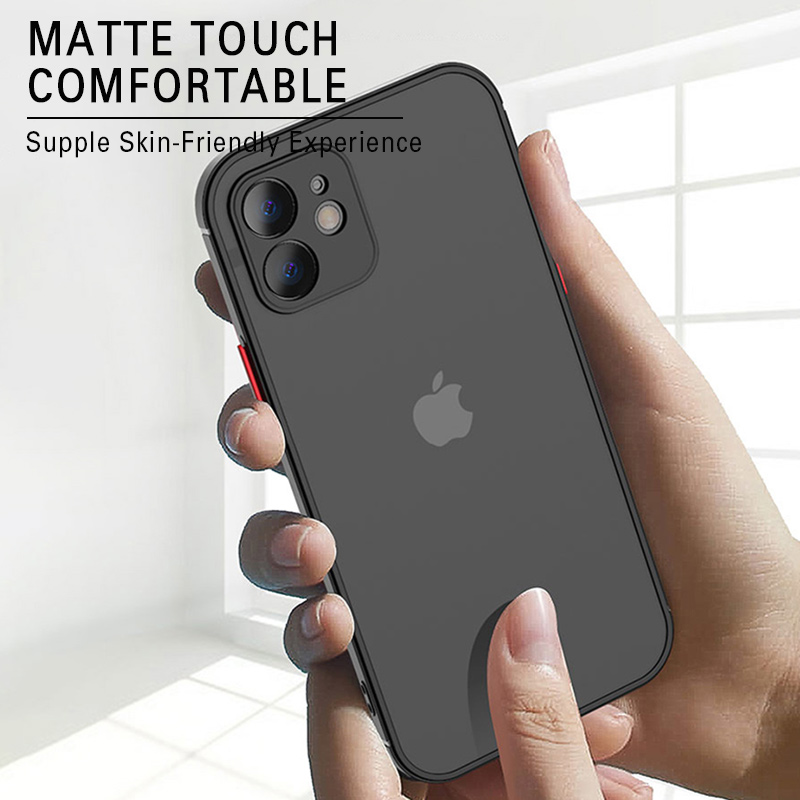 Cao Cấp Chống Sốc Giáp Mờ Dành Cho iPhone 11 12 13 Pro Max XR XS X 7 8 Plus SE Mini ốp Lưng Trong Suốt Cứng PC Bao