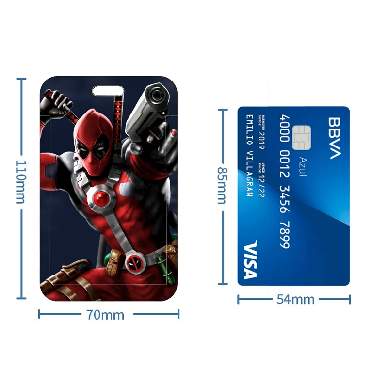 Deadpool & Wolverine Porta carte Cordino Portachiavi Boy Bus Card Case Tracolla da uomo Protezioni per carte Badge ID Porta credenziali