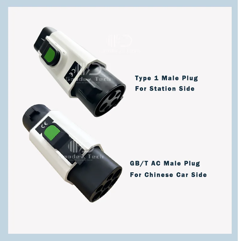 Adaptador de cargador EV 32A tipo 1 J1772 a GBT GB/T, conector de carga para cargador de vehículo, botón anticaída, superventas