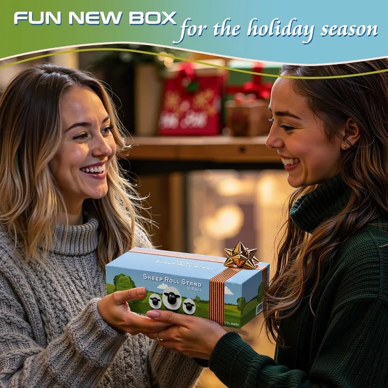 ​1/3PCS Funny Sheep Toilet Paper Holder 3D Printed Black Loo Roll Stand - Free Standing Bathroom Decor Humorous Gift for Home