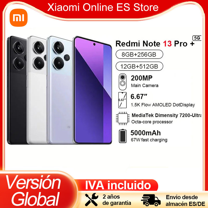 Xiaomi-Redmi Note 13 Pro Plus 5G Global Version, 256 Go, 512 Go, MediaTek Dimrespond7200-Ultra 6.67, Incurvé 3D, Affichage 1.5K 120Hz, 1