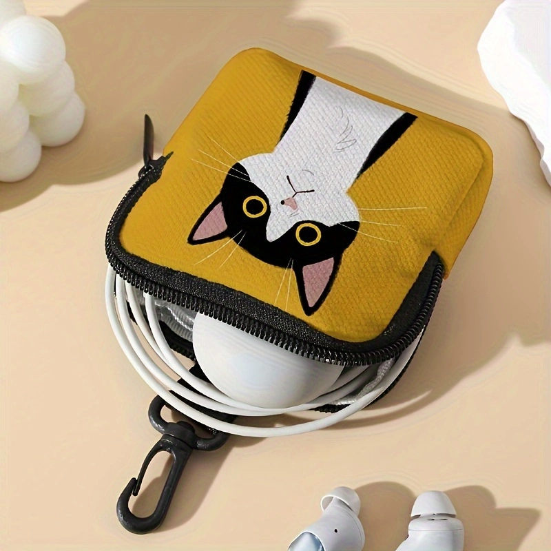 1pc，Cat pattern printing, large capacity coin wallet, digital printing coin wallet, storage bag, ideal choice for gifts