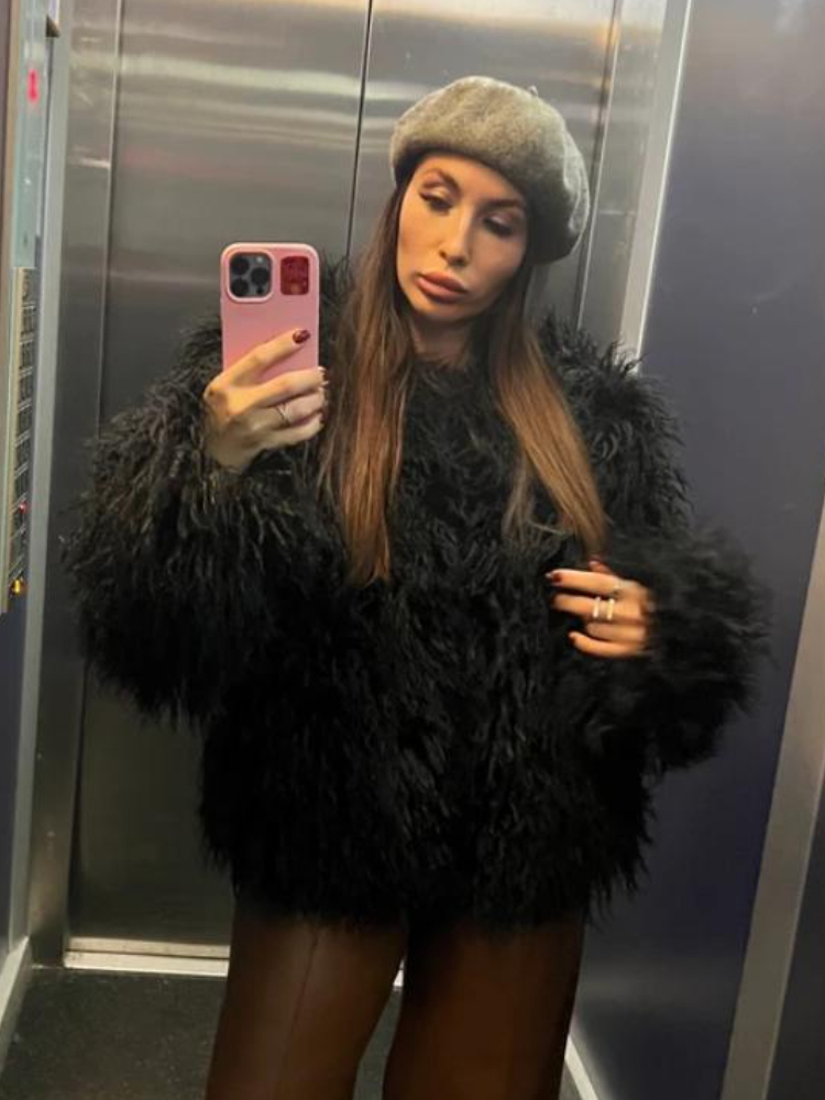 女性のファッションフェイクファーコートヴィンテージ固体緩い暖かいフラリーコート秋冬レディースファッション厚いストリート毛皮ジャケット