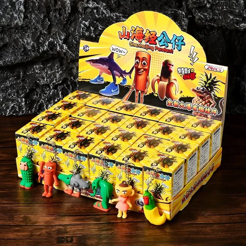 24 pçs tungtung sahur caixa cega brinquedo tralala tubarão bombardinocrocodilo figuras chaveiro sahur brinquedos colecionáveis móveis