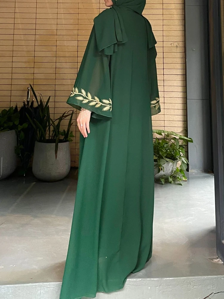 Eid muçulmano abaya para mulheres vestido bordado com cachecol 2 peça conjunto dubai árabe longo robe marrocos abayas kaftan lenço lindo