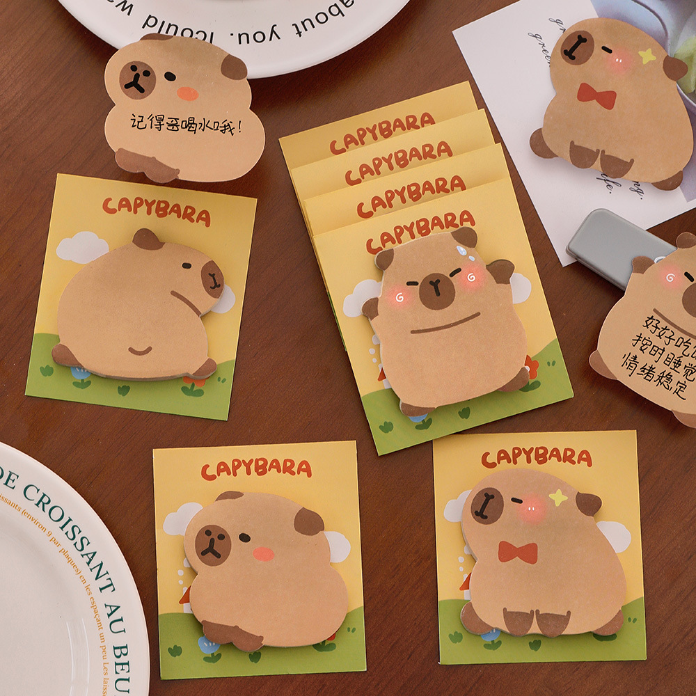 Bloc de notas de dibujos animados para estudiantes, Bloc de notas adhesivas Kawaii, Capybara Irregular, papelería escolar, 5 unidades por lote