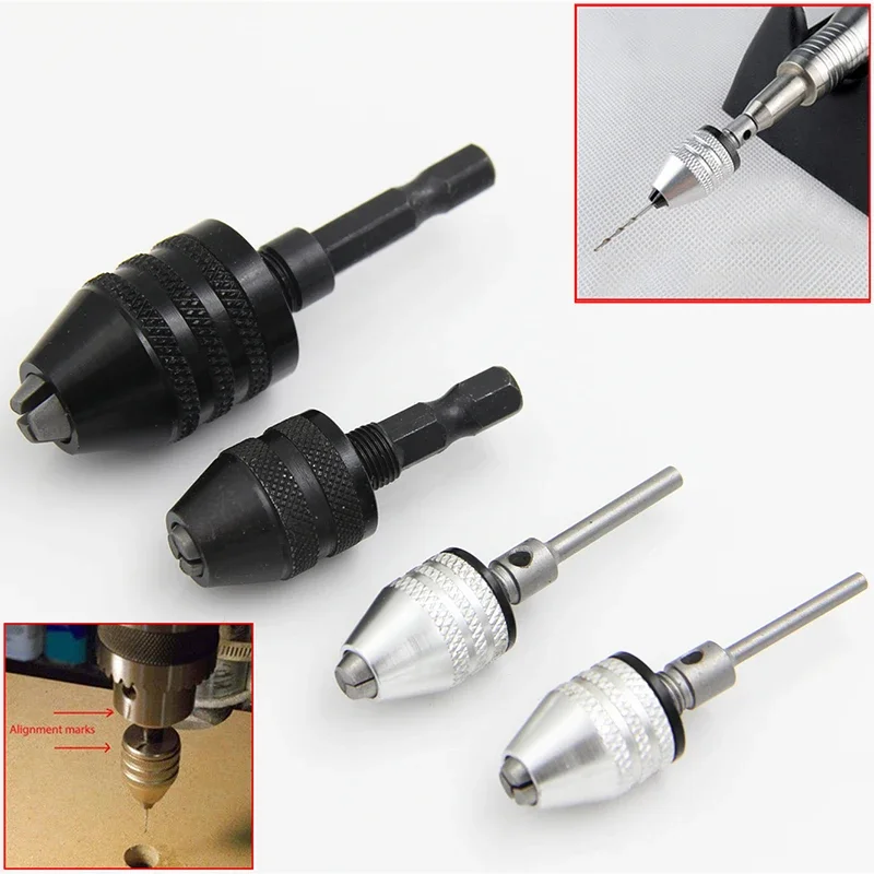 0.3-8mm 6.35mm 1PC Quick Change  Keyless Drill Chuck Screwdriver Impact Driver Adaptor Hex Shank Drills Grinder Converter