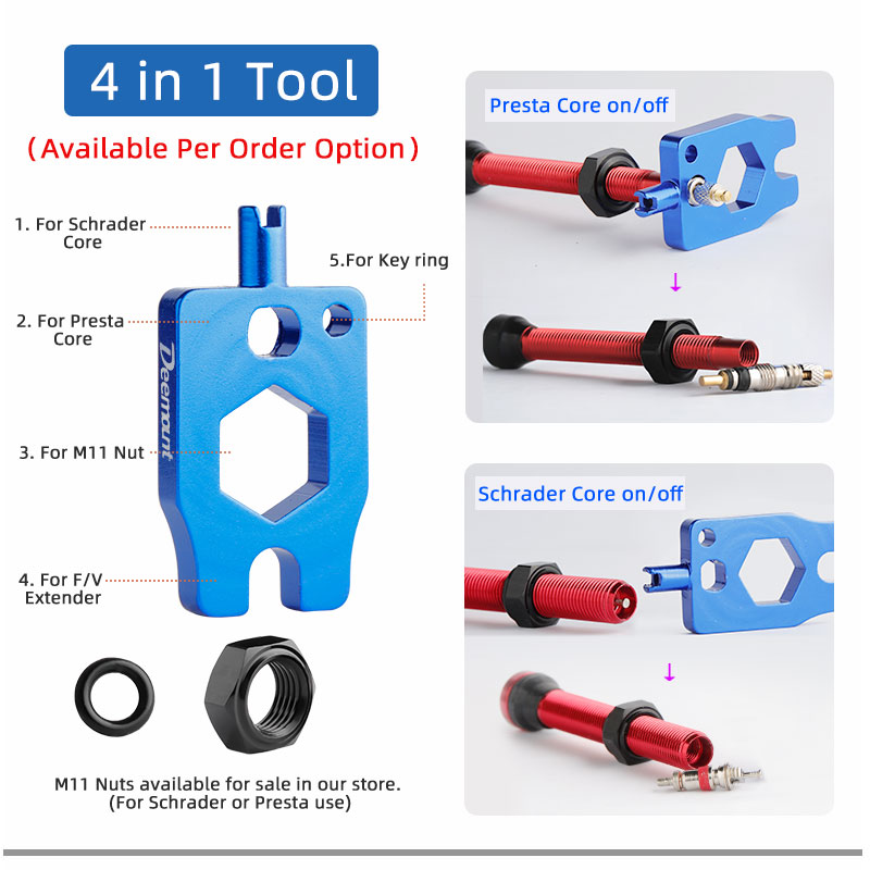 Válvulas Presta Deemount de 44/60mm para neumáticos sin cámara de carretera, vástago de aleación CNC, núcleo de latón, ciclismo DIY, reemplazo de boquilla F/V