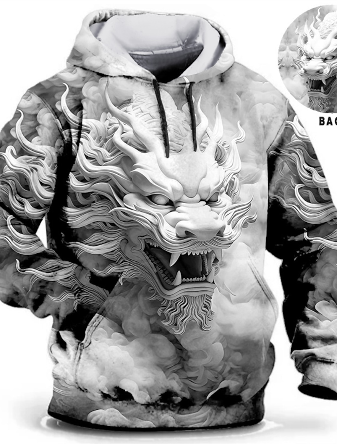 Chinesisches Neujahr Drachen-Hoodie für Herren, grafische Tierdrucke, täglich, klassisch, lässig, 3D-Pullover, Streetwear, Hoodies, langärmelig, mit Kapuze