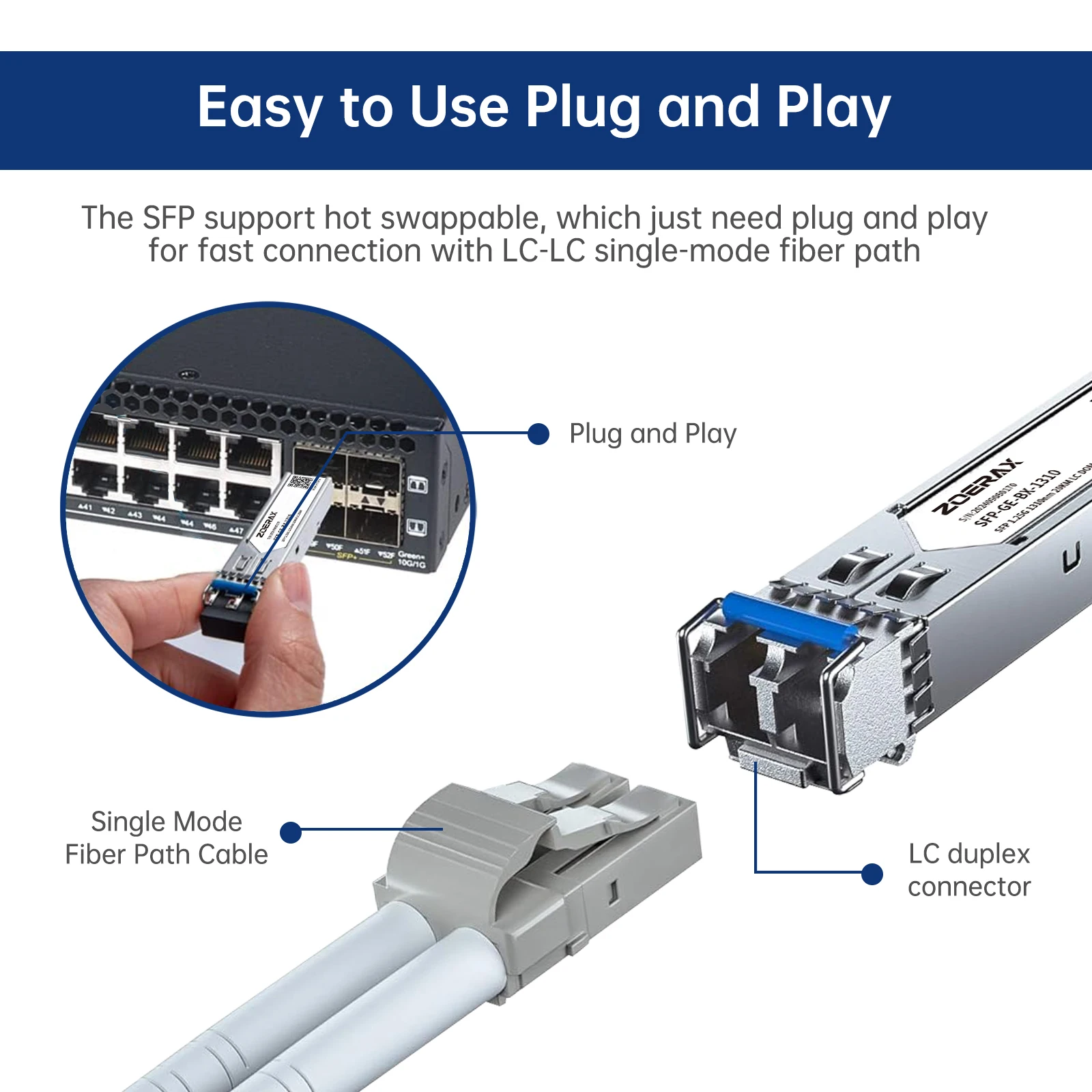 Natalink 1.25G LC SFP Single-Mode Duplex Optikmodul, 1000 Base LX, 1310nm bis zu 20 km, DDM LC Gigabit SFP-Glasfasertransceivermodul.