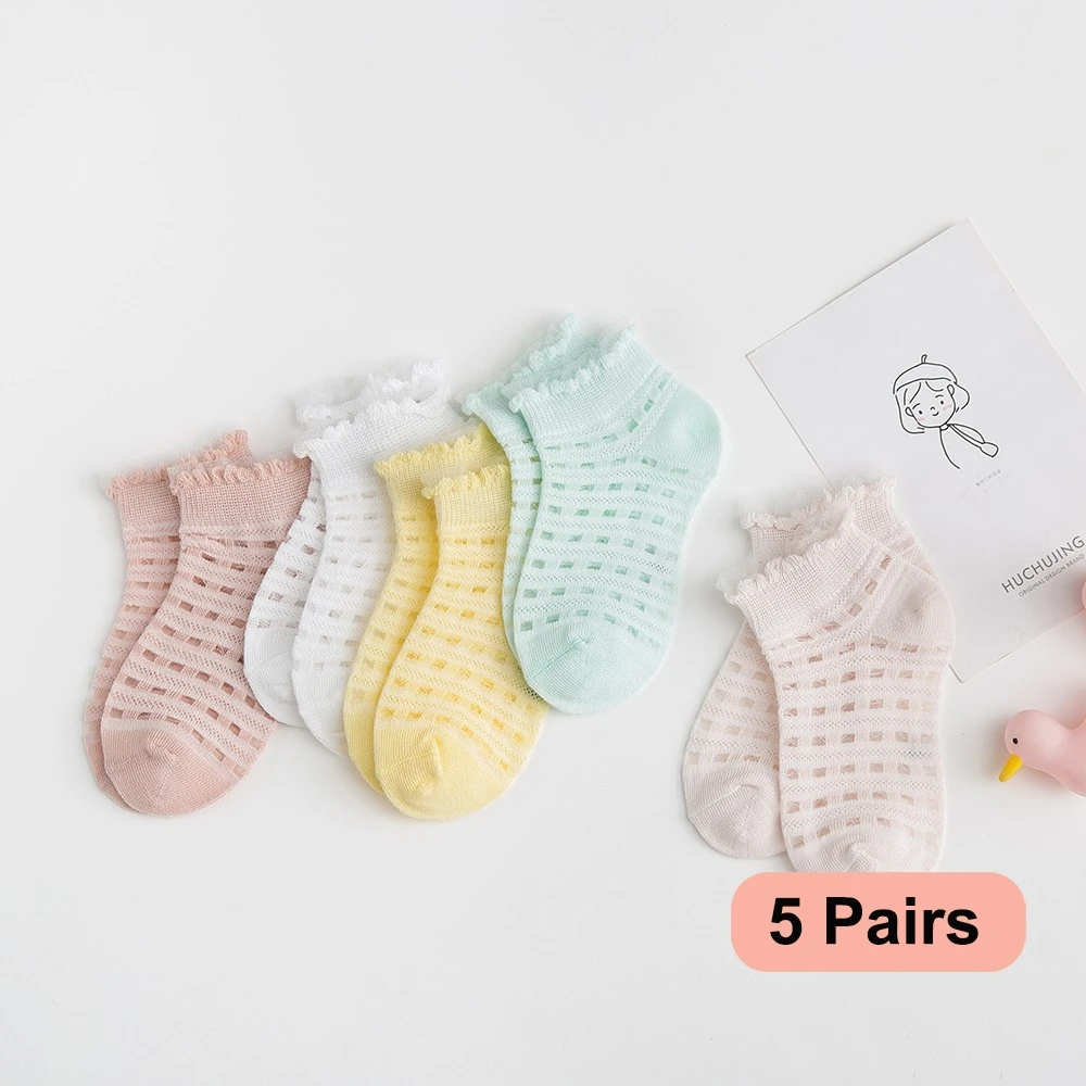 5 Cặp/lô 2-9Y Tất Cho Bé Cotton Thun Kẻ Sọc Mỏng Tất Cho Trẻ Em Chắc Chắn Nhiều Màu Sắc Nữ Lưới Dễ Thương Sơ Sinh Bé Trai Tập Đi Tất cho Bé