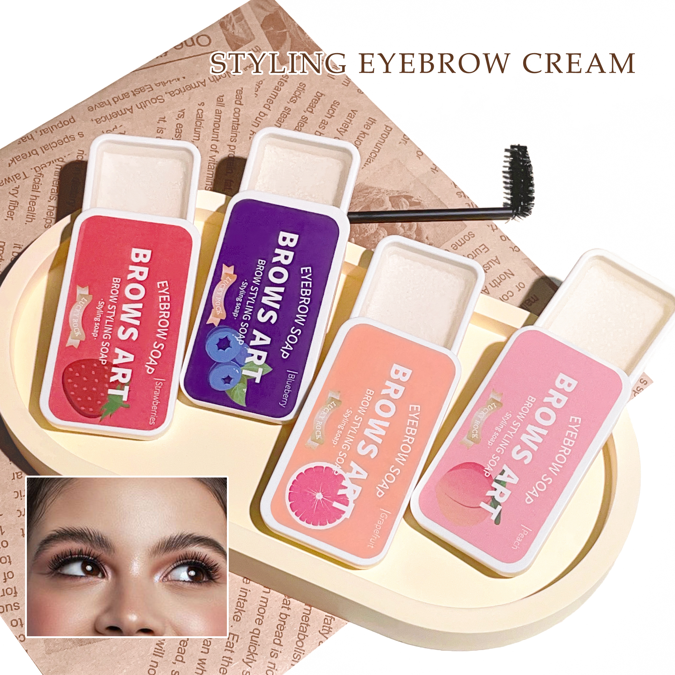 Crema per lo styling delle sopracciglia versatile in quattro colori, gel per lo styling delle sopracciglia impermeabile, sapone per sopracciglia, rinfrescante, duraturo e naturale