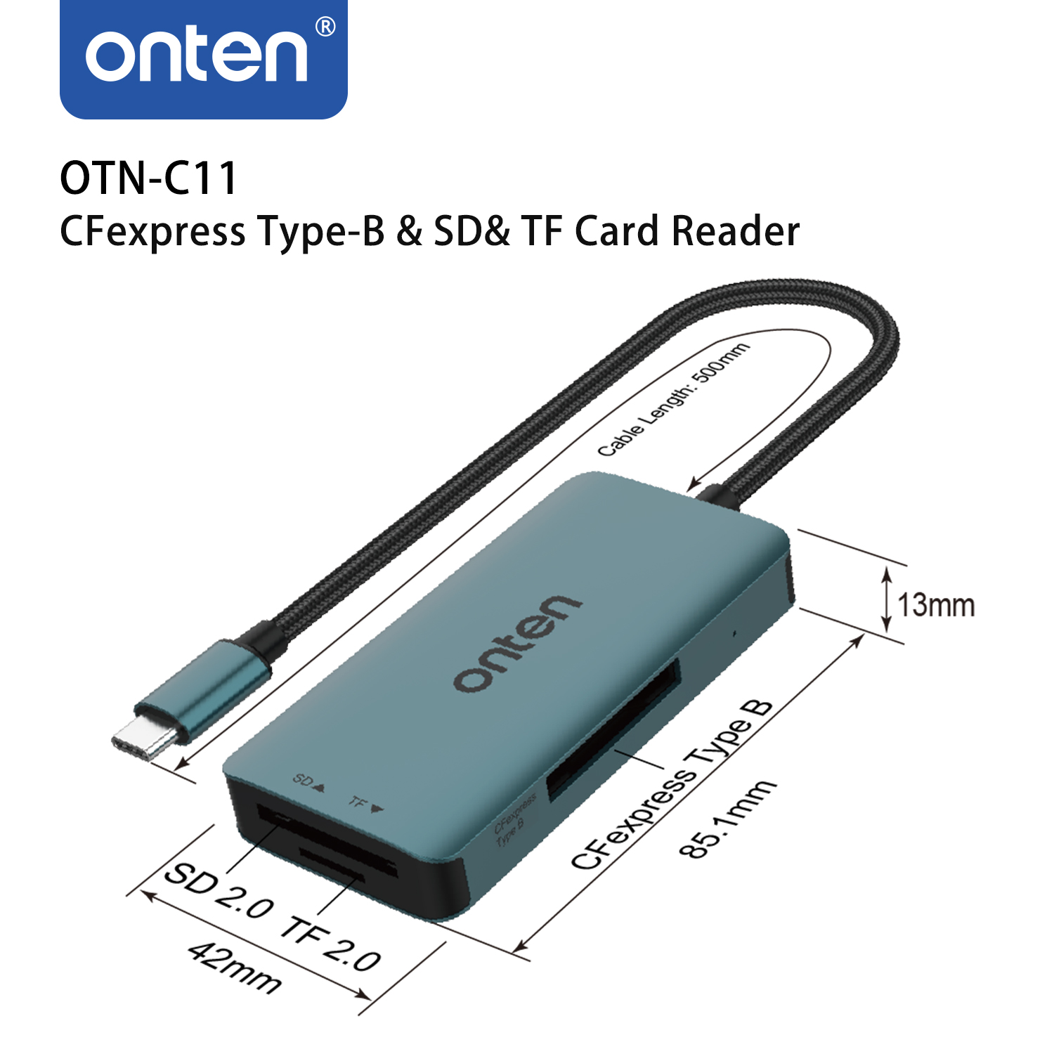 ONTEN Oryginalny czytnik kart OTN-C11 TYPE C CFexpress Type-B i SD& TF do Macbook Samsung Huawei XiaoMi