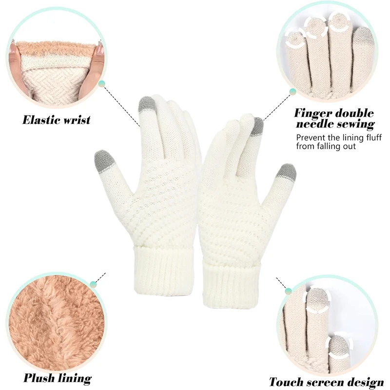 Mütze Schal Touchscreen Handschuhe Dreiteiliges Set Winter Strickmütze Verdicktes warmes Set