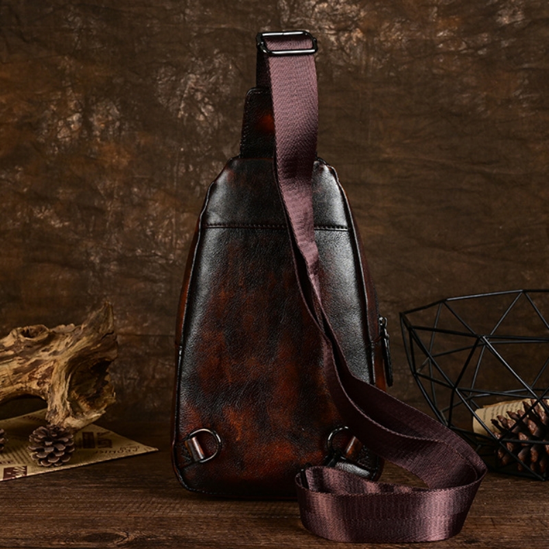 Neues Original Design Herren Brusttasche Echt leder Multifunktions-Schulter Schulter Umhängetasche Outdoor-Rucksack Herren Gürtel tasche