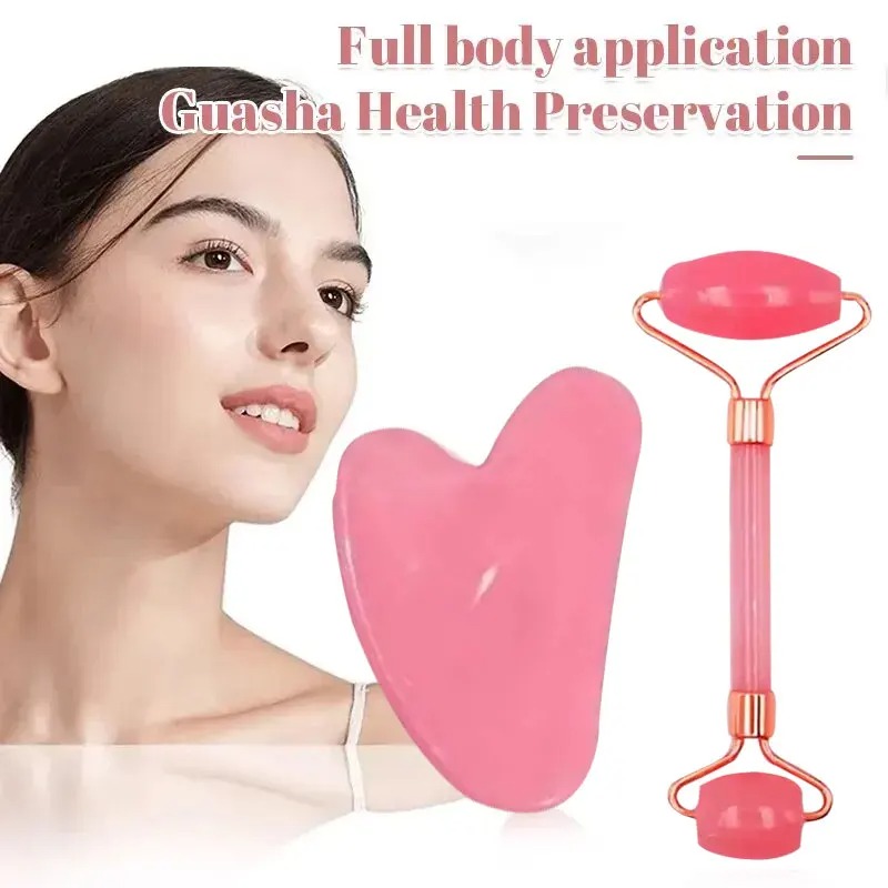 3 stks Gezichtsmassager Dubbele Hoofdrol Beauty Stick Hartvormige Schraattabletten Roze voor Full Body Massage Gereedschap Plastic