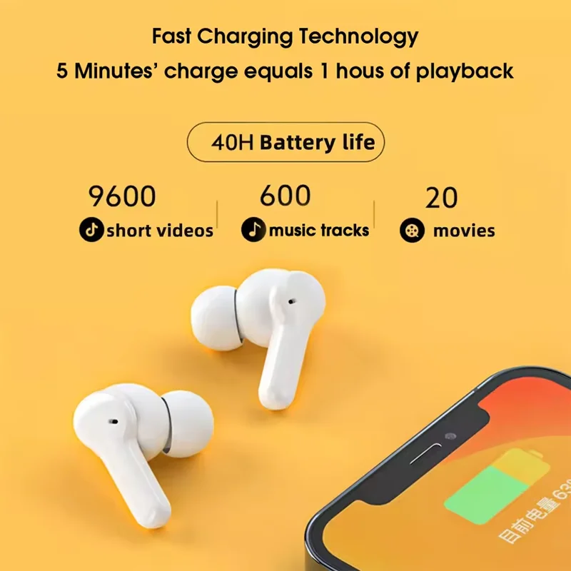 QCY-Écouteurs sans fil T13 ANC, Bluetooth 5.3, suppression active du bruit, écouteurs à charge rapide, faible latence, téléphone de sauna, 28dB, 0.068'