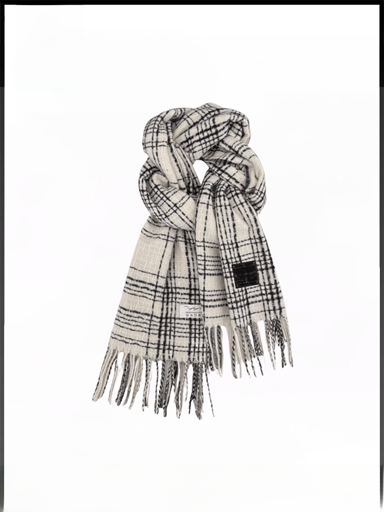 ムースキングシップ女性の肥厚チェック柄カシミヤスカーフ秋冬英国スタイルレトロファッショナブルなアクセサリーポケットハンカチ