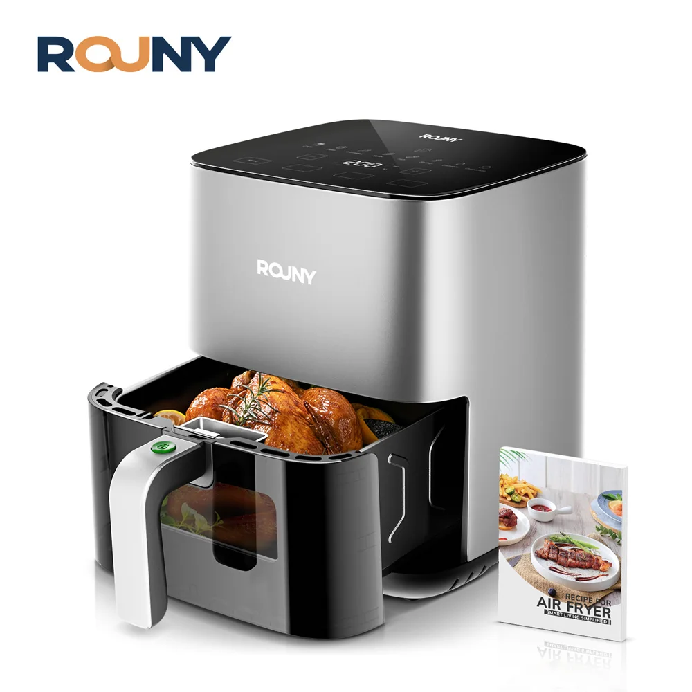 Фритюрница ROUNY 5 л, электрическая фритюрница, безмасляная плита с сенсорным управлением, корзиной с антипригарным покрытием и видимым окном, семейный размер