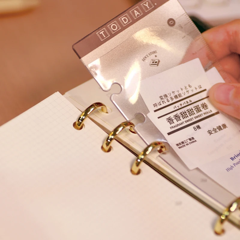 Righello portaoggetti multifunzionale trasparente a fogli mobili Standard per notebook a 6 fori Righello morbido Accessori per diario per pianificatore a fogli mobili