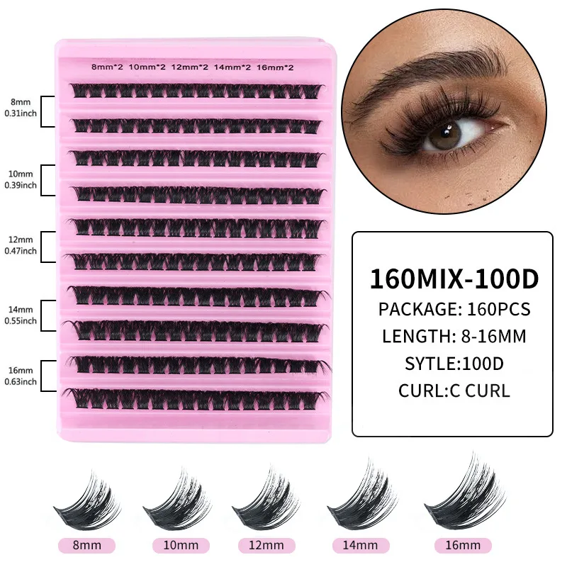 MIAOJIE 200 ชิ้น 30D Cluster ขนตาปลอมชุด DIY ขนตา, ความหนา 0.05 มิลลิเมตร, D Curl, ความยาวผสม 8-16 มิลลิเมตร
