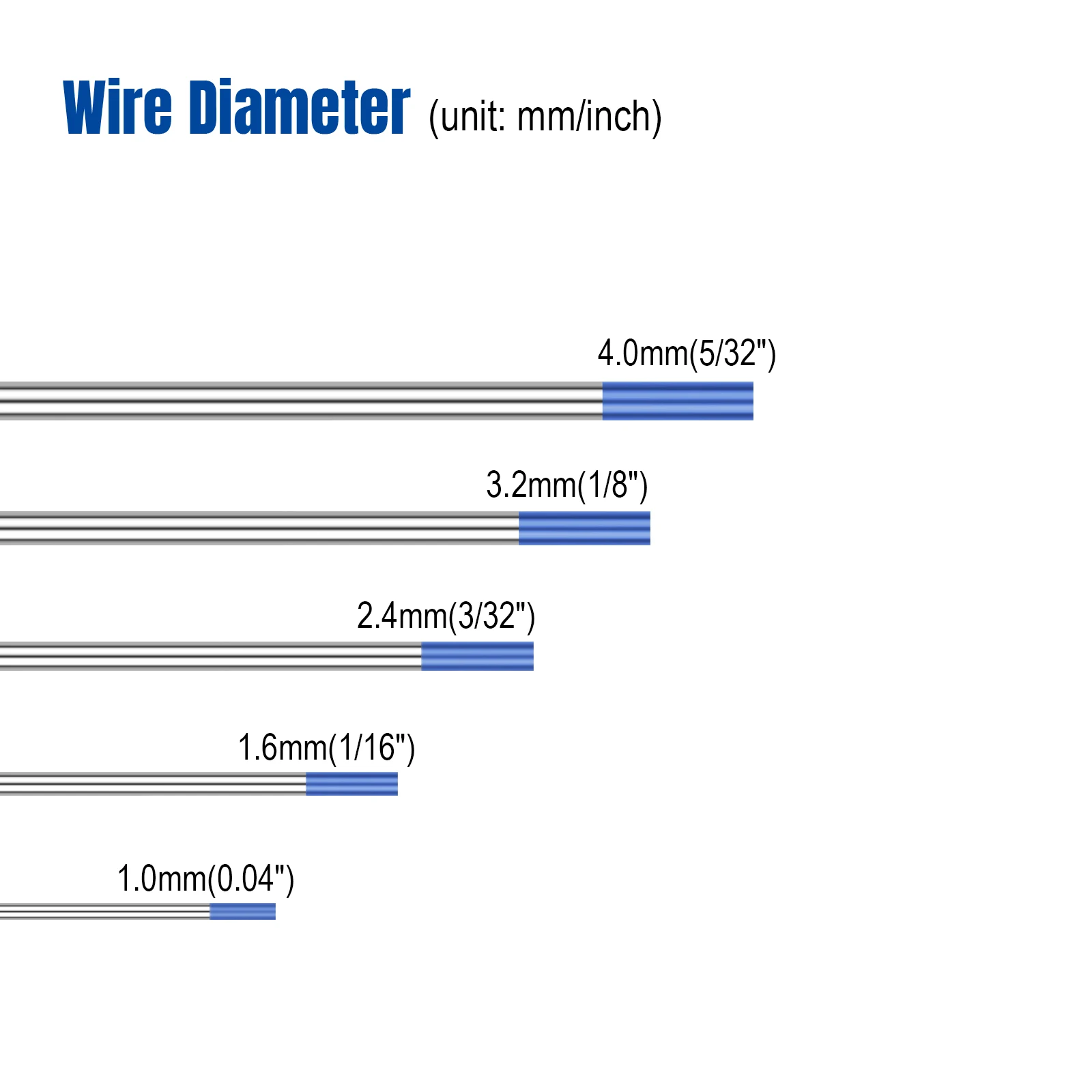 Électrodes professionnelles en tungstène, baguettes de soudage TIG 150mm 6 "/175mm 7" 1.0 1.6 2.4 3.2mm WL20 WC20 WL15 WZ8 WY20 WP WR