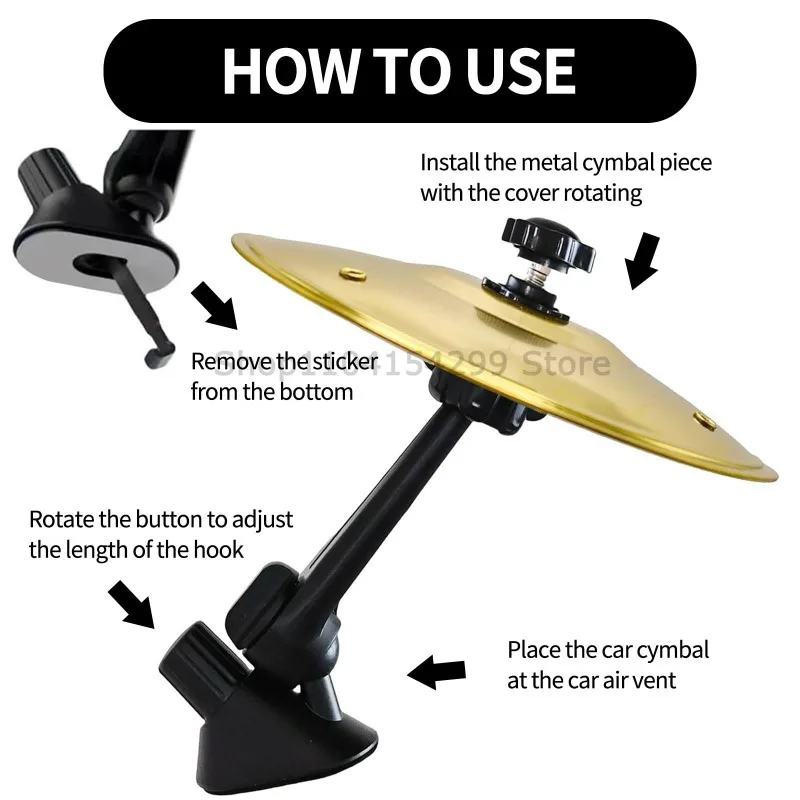 1/2PC Auto Crash Cimbaal Ontluchter Mini Drum Auto Drum Cimbaal Ontluchter Auto Hand-schieten bekkens Muziekinstrument voor Auto-interieur