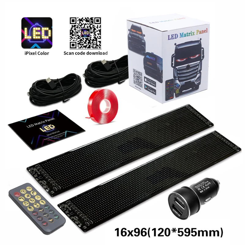 LED Soft Foldable Remote Control Truck Devil Eye Bluetooth App DIY Matrix Pixel Panel Lighting Windshield Graffiti Scrolling