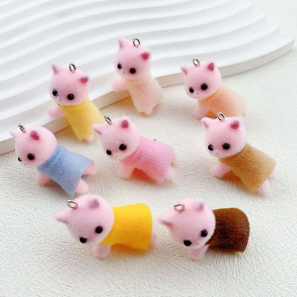 ชุดเดรสตัวการ์ตูนที่สร้างสรรค์ของแมวจี้น่ารัก3D พวงกุญแจแมวตุ๊กตาขนปุยของเล่นแมวสำหรับผู้ชายผู้หญิง