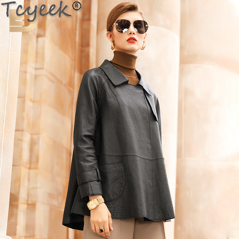 Tcyeek Prawdziwa skórzana kurtka damska Odzież jesienna Płaszcz z prawdziwej owczej skóry Damskie kurtki skórzane Krótki styl Jaqueta Feminina Couro