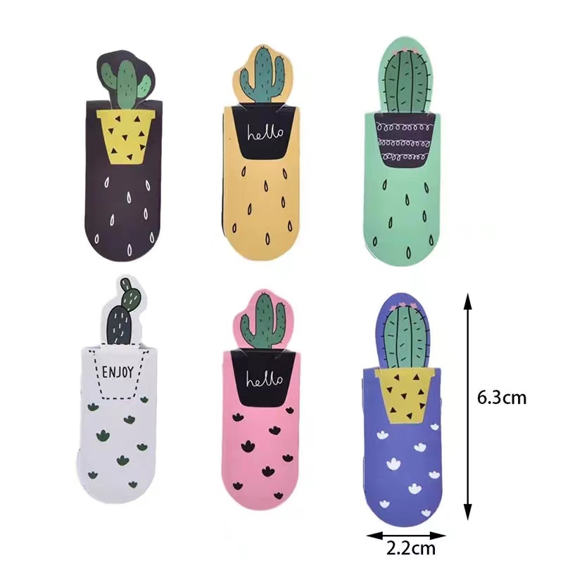 3 Pcs Fresh Cactus Succulent Plants Magnetic Bookmarks Books Marker Of Page Student Stationery School Office Supply