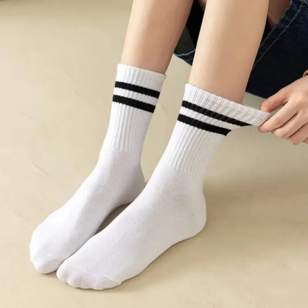 Meias esportivas de meia panturrilha feminina, respirável, confortável, outono, inverno, absorvente de suor, alta qualidade, casual, esportiva, 6 pares