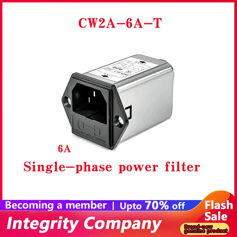 10A 6A 3A Single-phase power filter EMI filter socket CW2A-6A-T audio power purifier Vehicle CW2A-3A-T CW2A-6A-T CW2A-10A-T