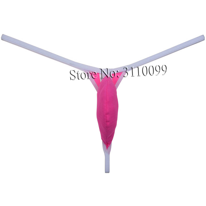 Tanga con bolsa a rayas de invisibilidad de seda de hielo para hombre, suspensorio, mini ropa interior de bikini elástica