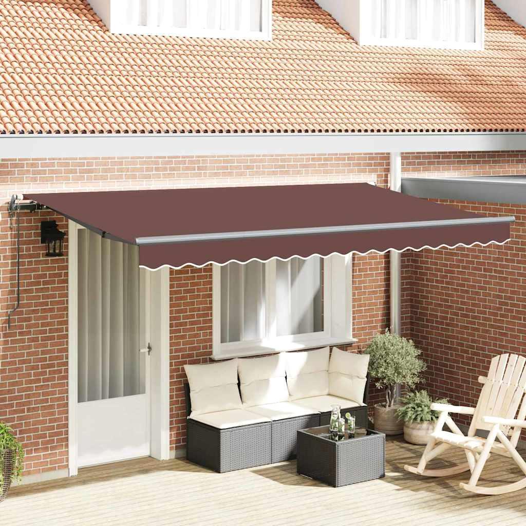 Toldo retráctil marrón 400 x 200 cm Toldo impermeable para exteriores de poliéster y aluminio