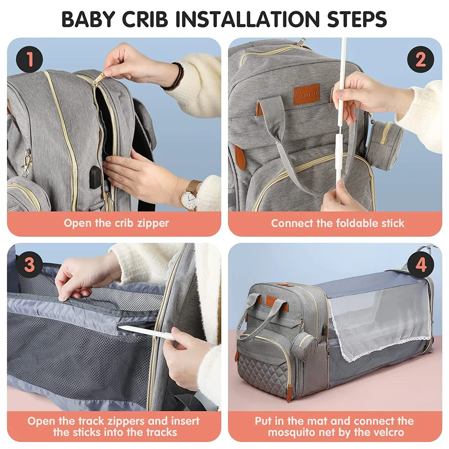 3 em 1 saco de fraldas mochila dobrável cama do bebê saco de viagem à prova dwaterproof água com carga usb saco de fraldas mochila com mudando cama 3 tipos