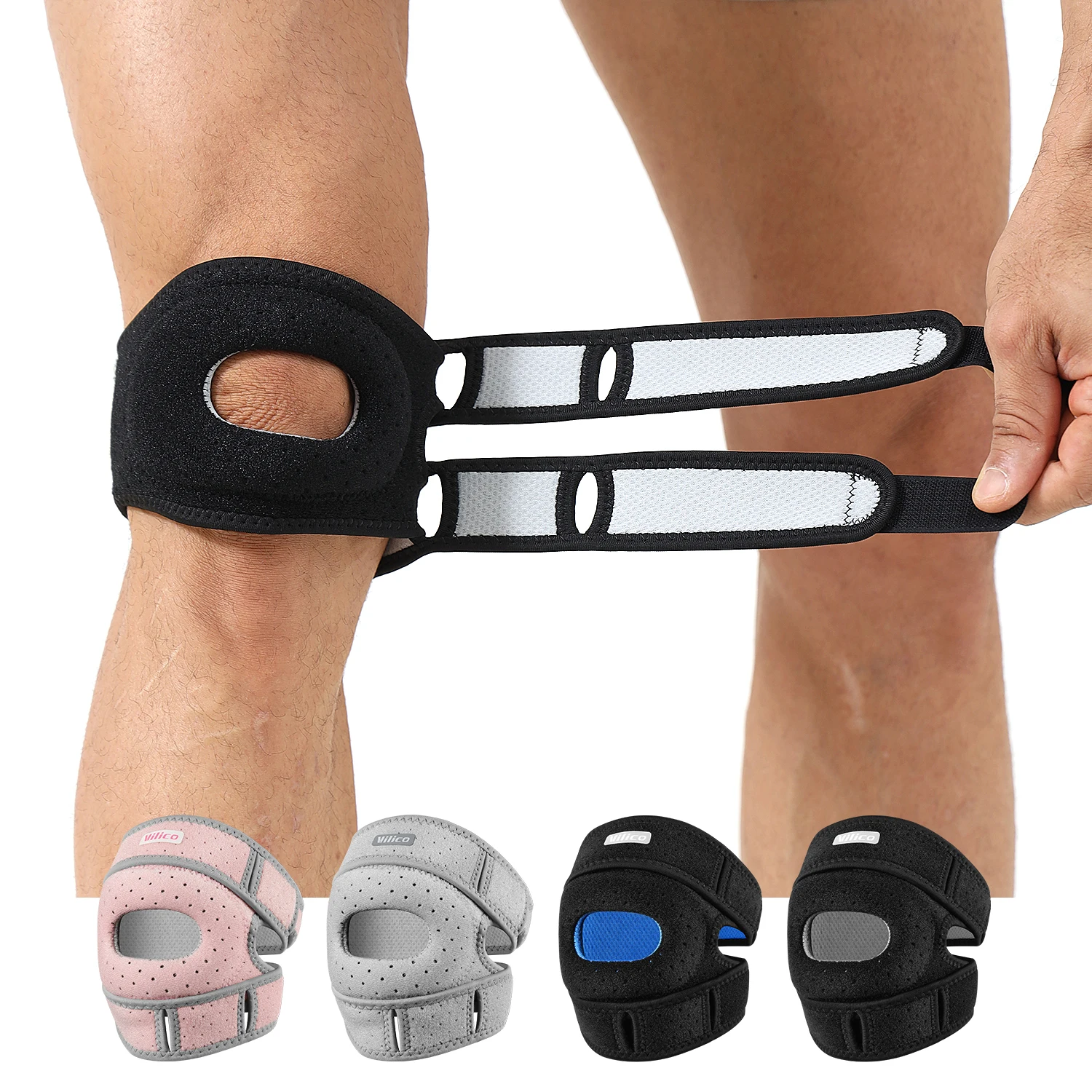 Manga de suporte de tendão patelar dupla ajustável, adequada para menisco, osteoartrite, ortopedia e suporte de joelho para atleta