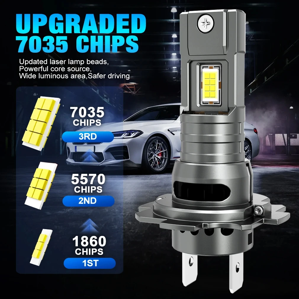 H7 LED Headlight CANBUS 30000LM 7035 CSP Chips 1:1 MINI Size Plug and Play Auto Lamp 6000K Wireless Turbo Fog Light With Fan