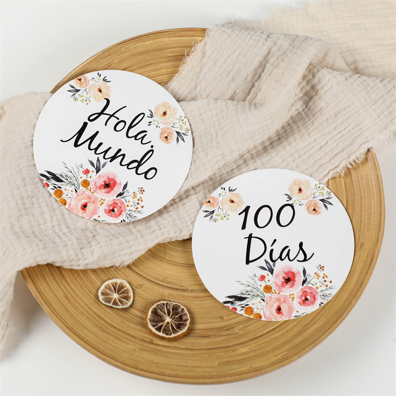 Meilensteinkarten für Neugeborene, aus Papier gefertigt, französisches spanisches Gedenkkarten, monatliche Meilensteinkarten, Gedenk-Baby-Geburt-Fotografie-Requisiten
