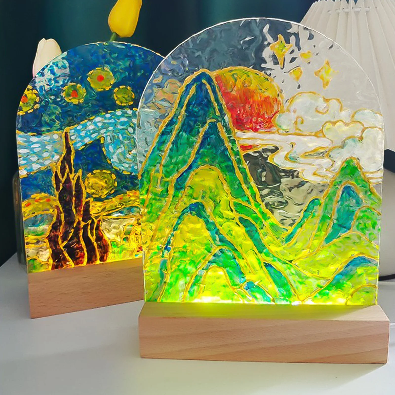 LED Holz Display Basis Rechteck USB Lichtst änder für Kristallglas Harz Kunst Ornament Holz Nacht lampen sockel LED Lichtst änder
