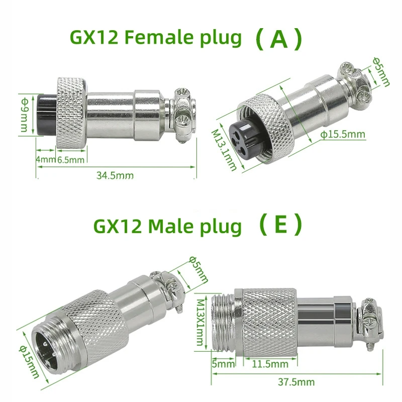 GX12 Connector การบิน 2/3/4/5/6/7 Pin M12 เกลียว M/F ปลั๊ก Socket สําหรับ Heavy Machinery RS765