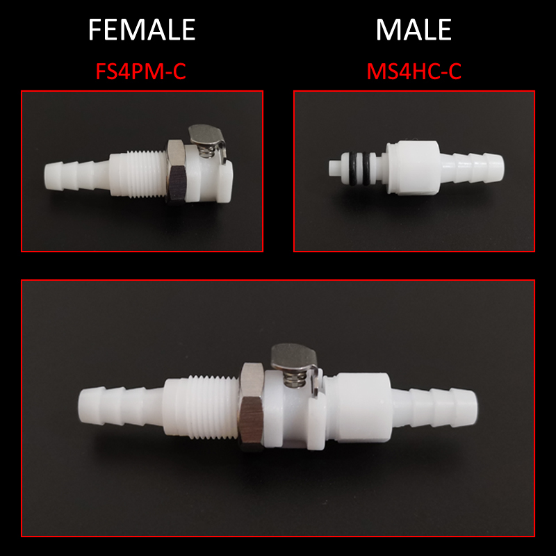 3/16 1/4 Hose Barb Valved quick Coupler disconnect fitting Coupling Male Female Quick Shut-Off Hose Joint Tube Connector
